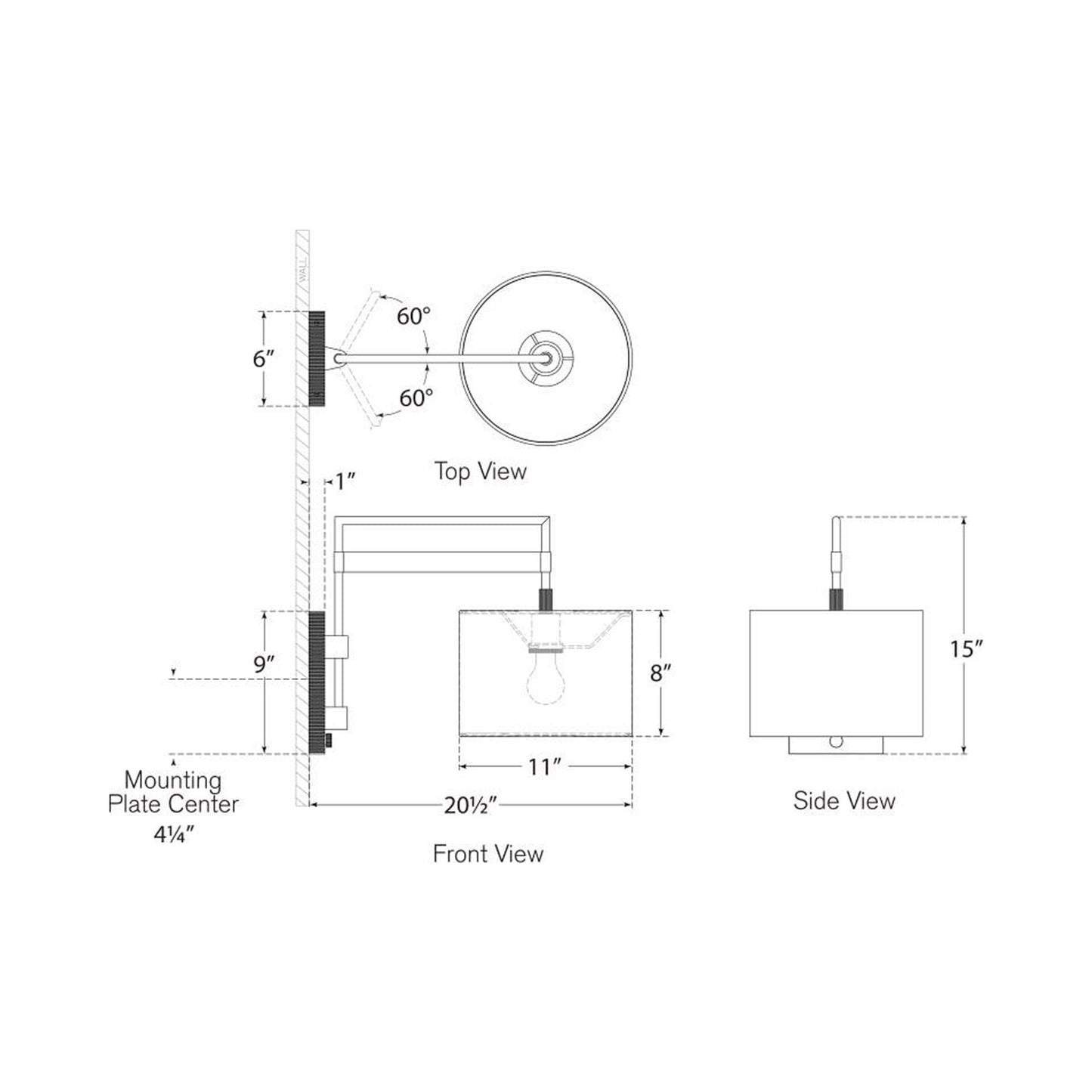 Gael Wall Light - line drawing.