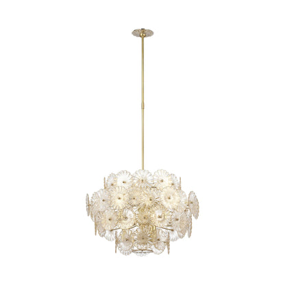 Gianna Chandelier in Hand-Rubbed Antique Brass (Gold Fleck Glass).