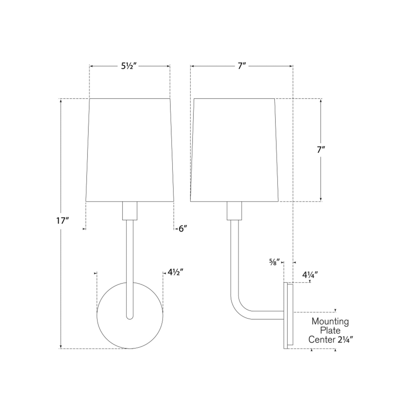 Go Lightly Wall Light - line drawing.