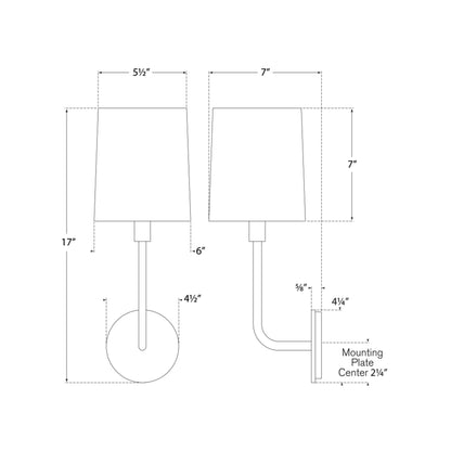 Go Lightly Wall Light - line drawing.