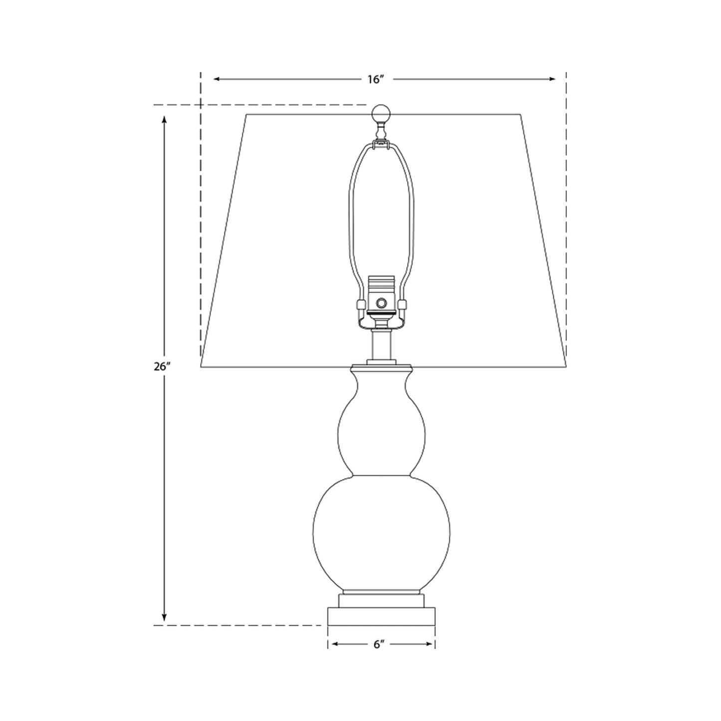 Gourd Table Lamp - line drawing.