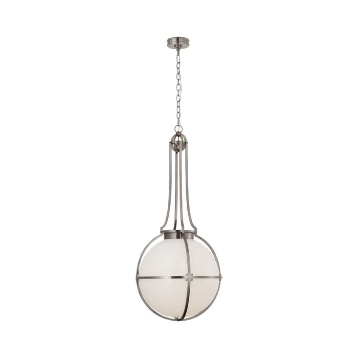 Gracie LED Pendant Light in Antique Nickel/White Glass(Large).