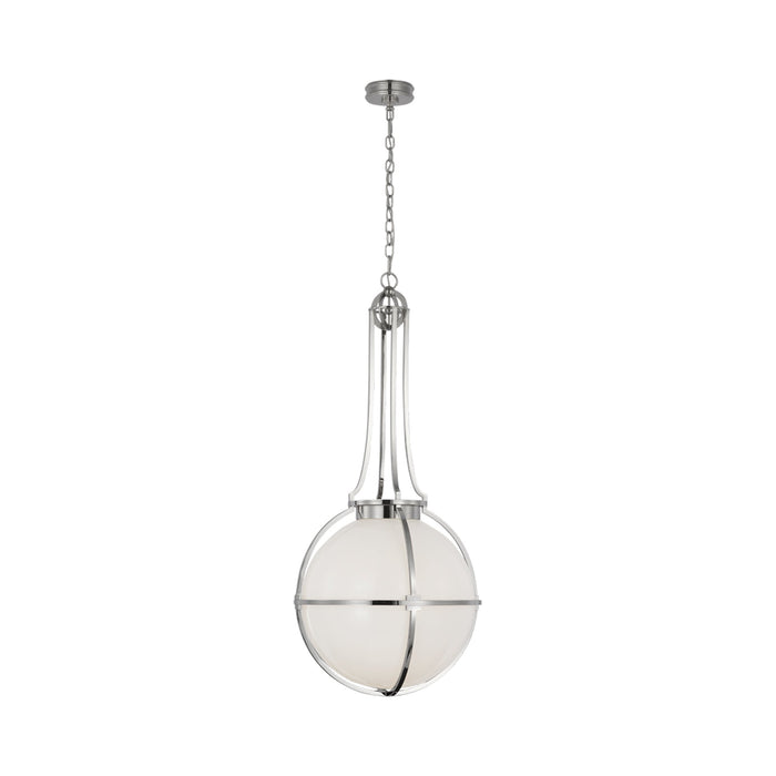 Gracie LED Pendant Light in Polished Nickel/White Glass(Large).