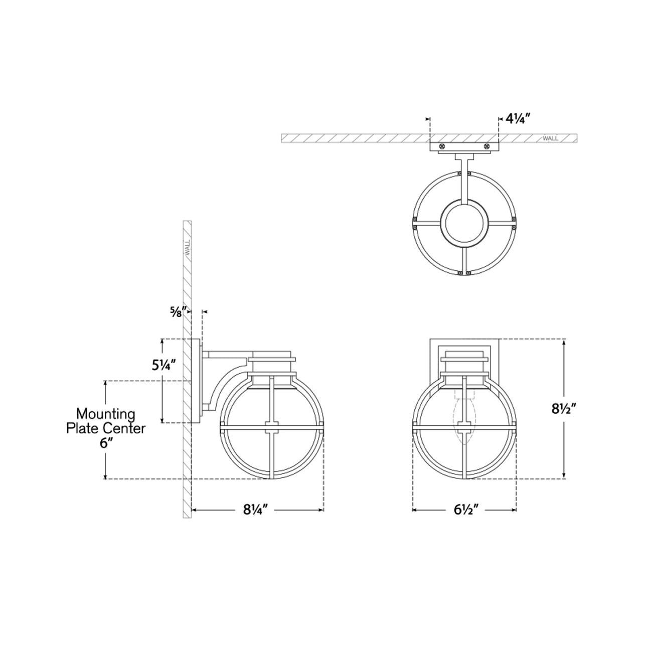 Gracie Wall Light - line drawing.