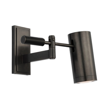 Grant Articulating LED Wall Light in Bronze and Chocolate Leather.