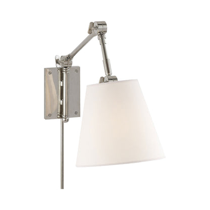 Graves Pivoting Wall Light in Polished Nickel (Linen).
