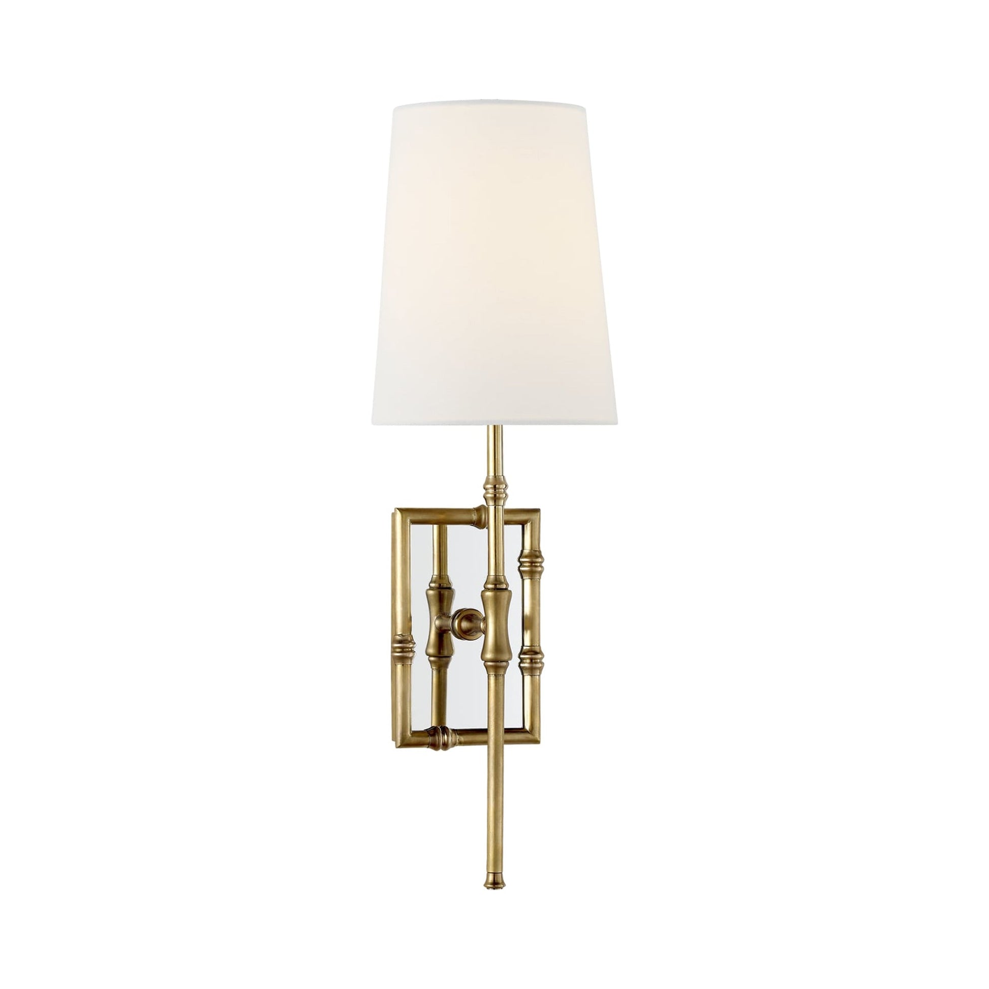 Grenol Modern Wall Light in Hand-Rubbed Antique Brass/Linen (Small).