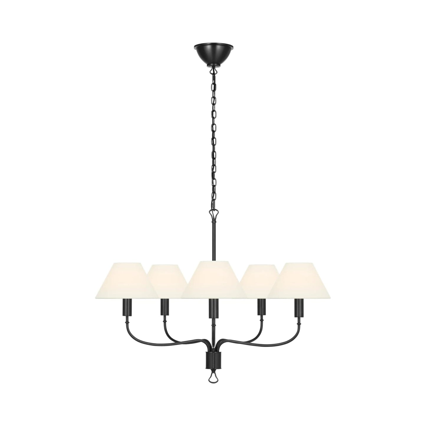 Griffin Chandelier in Bronze and Chocolate Leather (31-Inch).