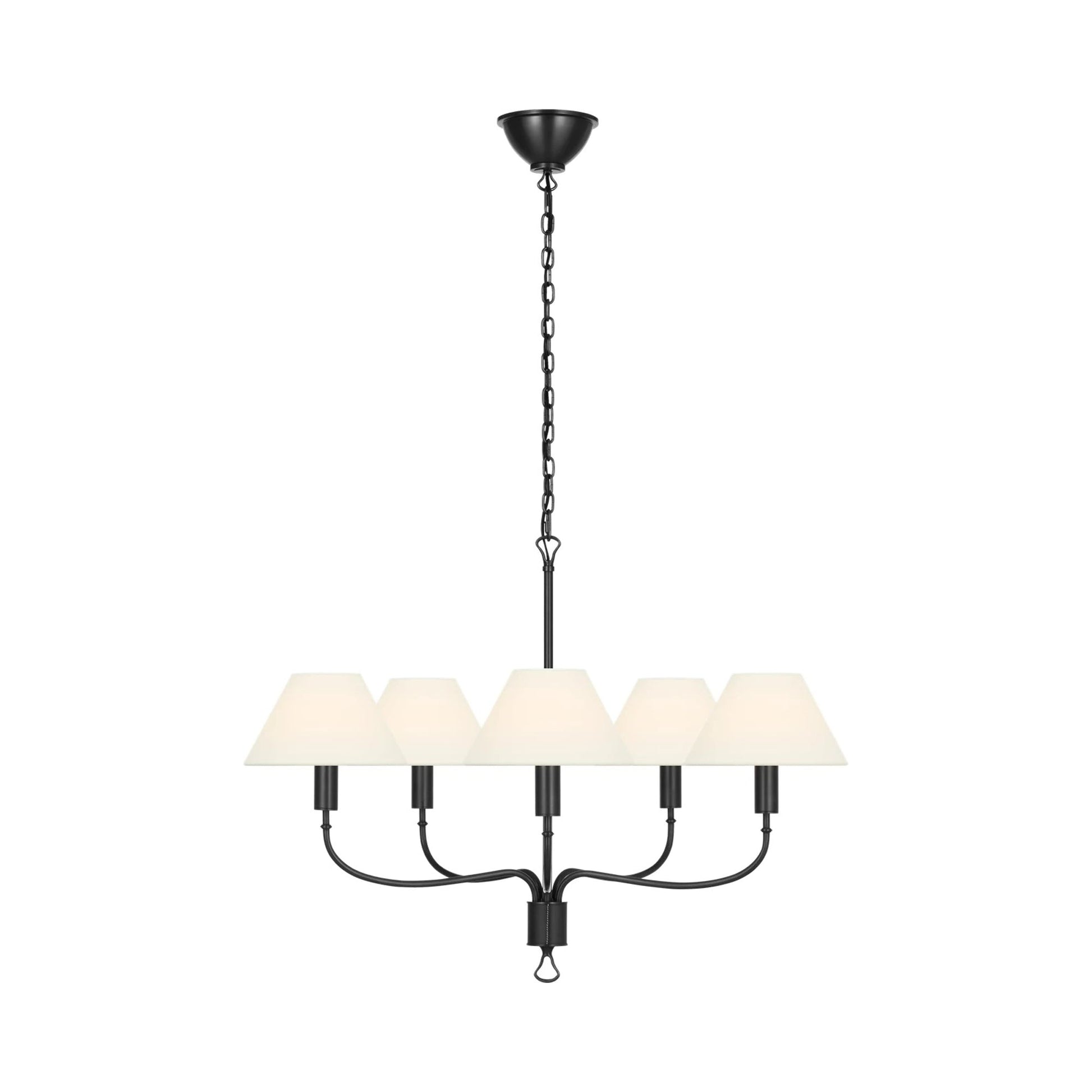 Griffin Chandelier in Bronze and Chocolate Leather (31-Inch).
