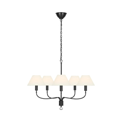 Griffin Chandelier in Bronze and Chocolate Leather (31-Inch).