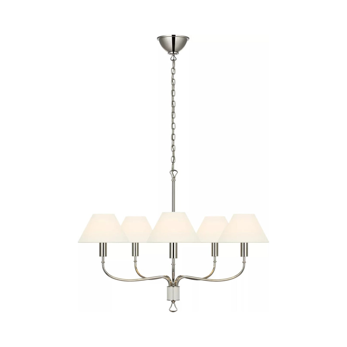Griffin Chandelier in Polished Nickel and Parchment Leather (31-Inch).