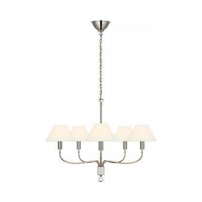 Griffin Chandelier in Polished Nickel and Parchment Leather (31-Inch).