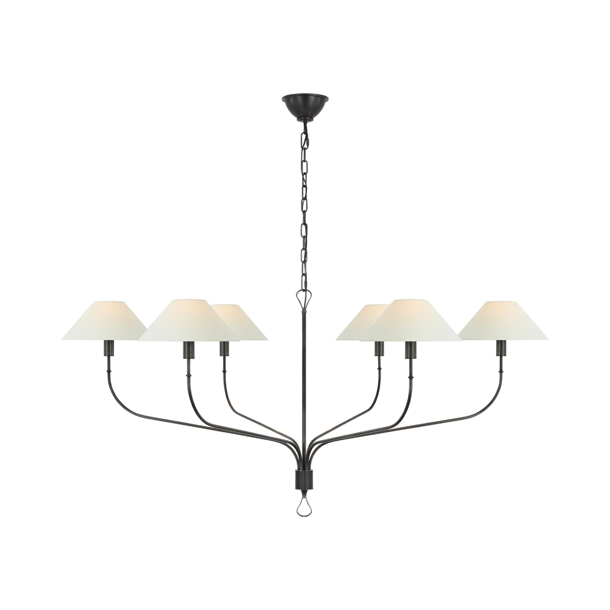 Griffin Chandelier in Bronze and Chocolate Leather (Grande).