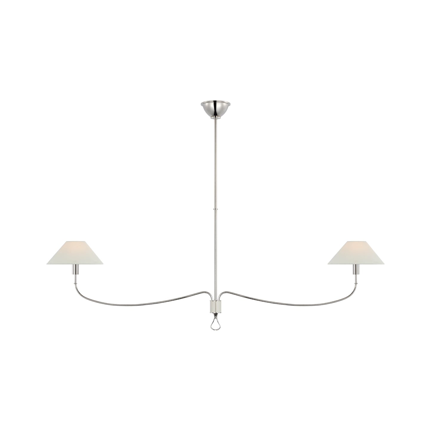 Griffin Linear Chandelier in Polished Nickel/Parchment Leather.