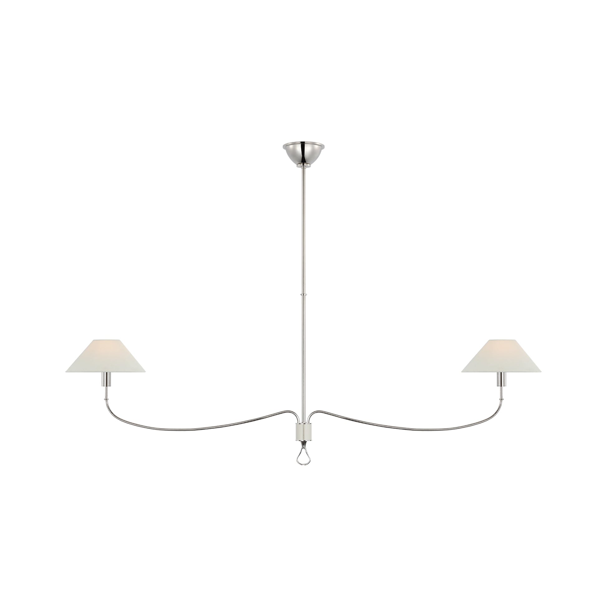 Griffin Linear Chandelier in Polished Nickel/Parchment Leather.