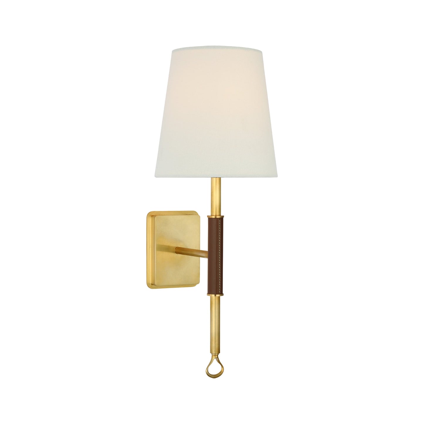 Griffin Wall Light in Hand-Rubbed Antique Brass/Saddle Leather (15.75-Inch).
