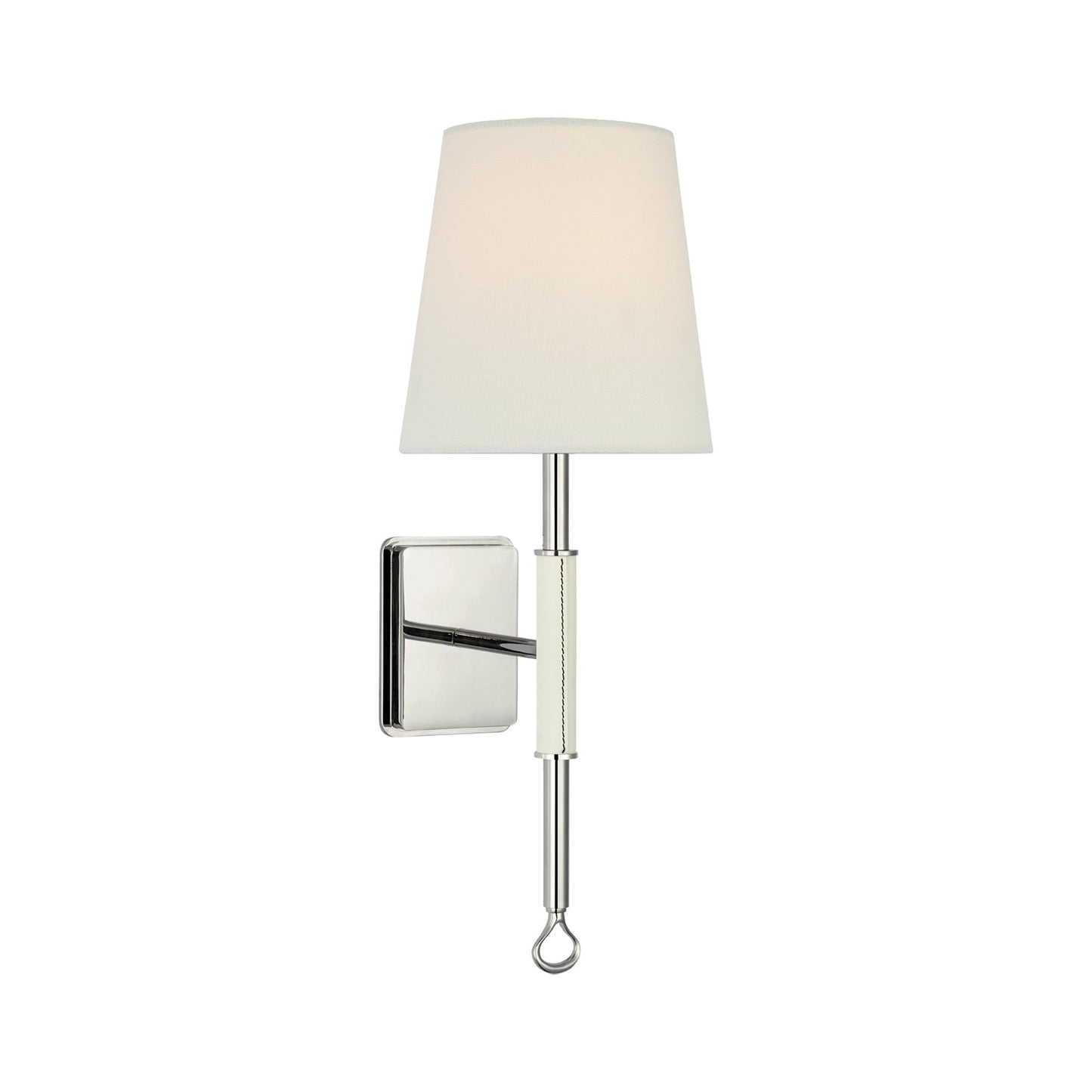Griffin Wall Light in Polished Nickel/Parchment Leather (15.75-Inch).