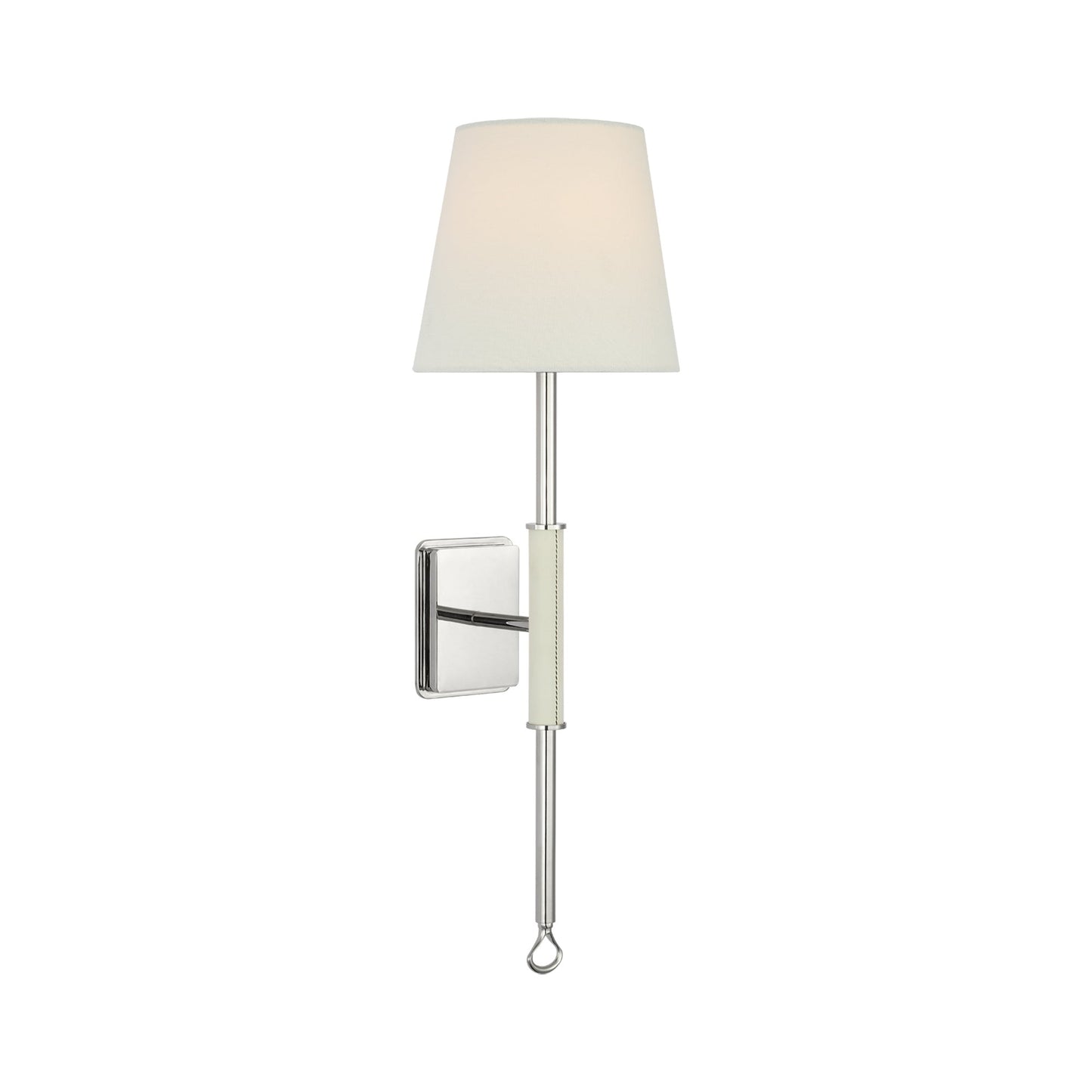 Griffin Wall Light in Polished Nickel/Parchment Leather (21-Inch).