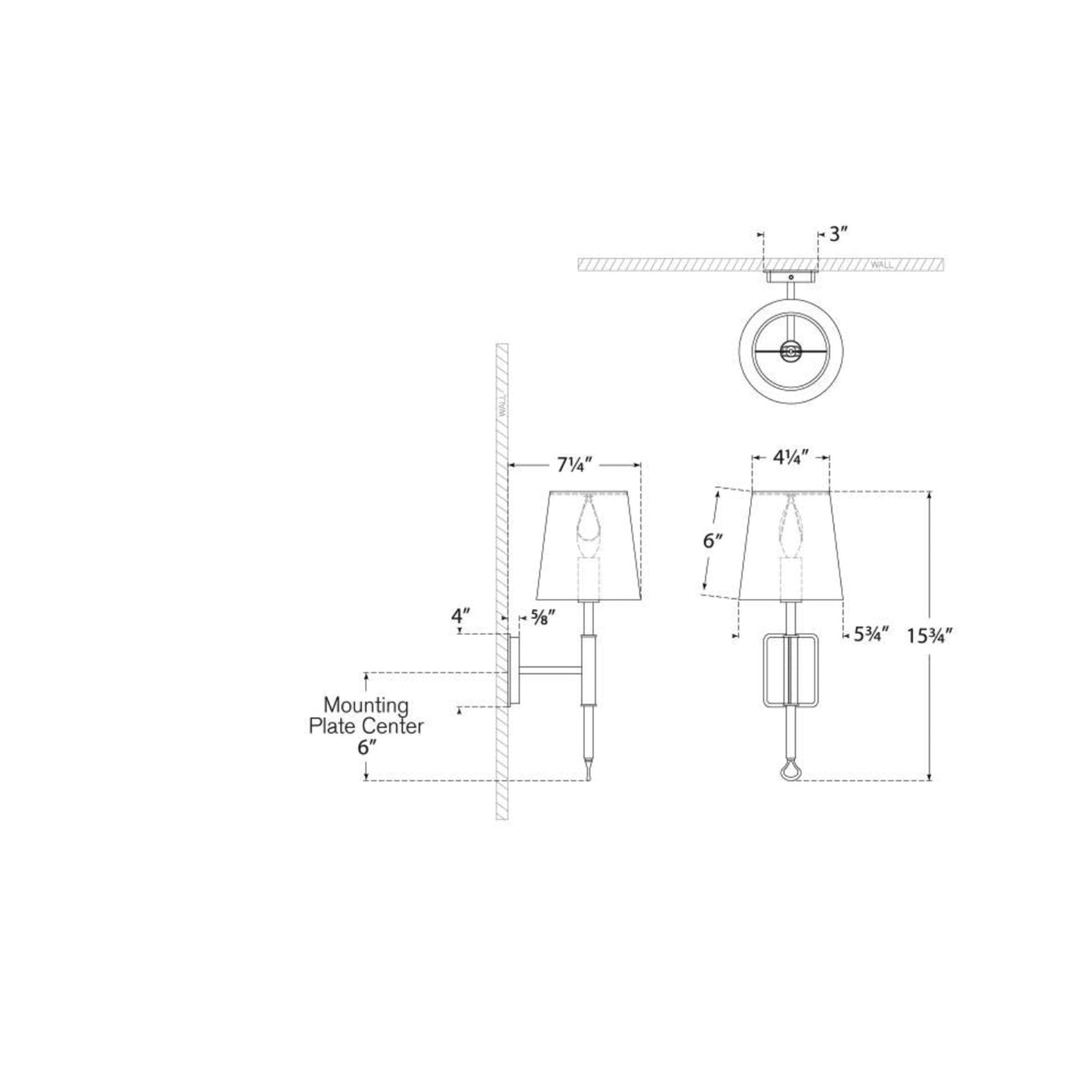 Griffin Wall Light - line drawing.