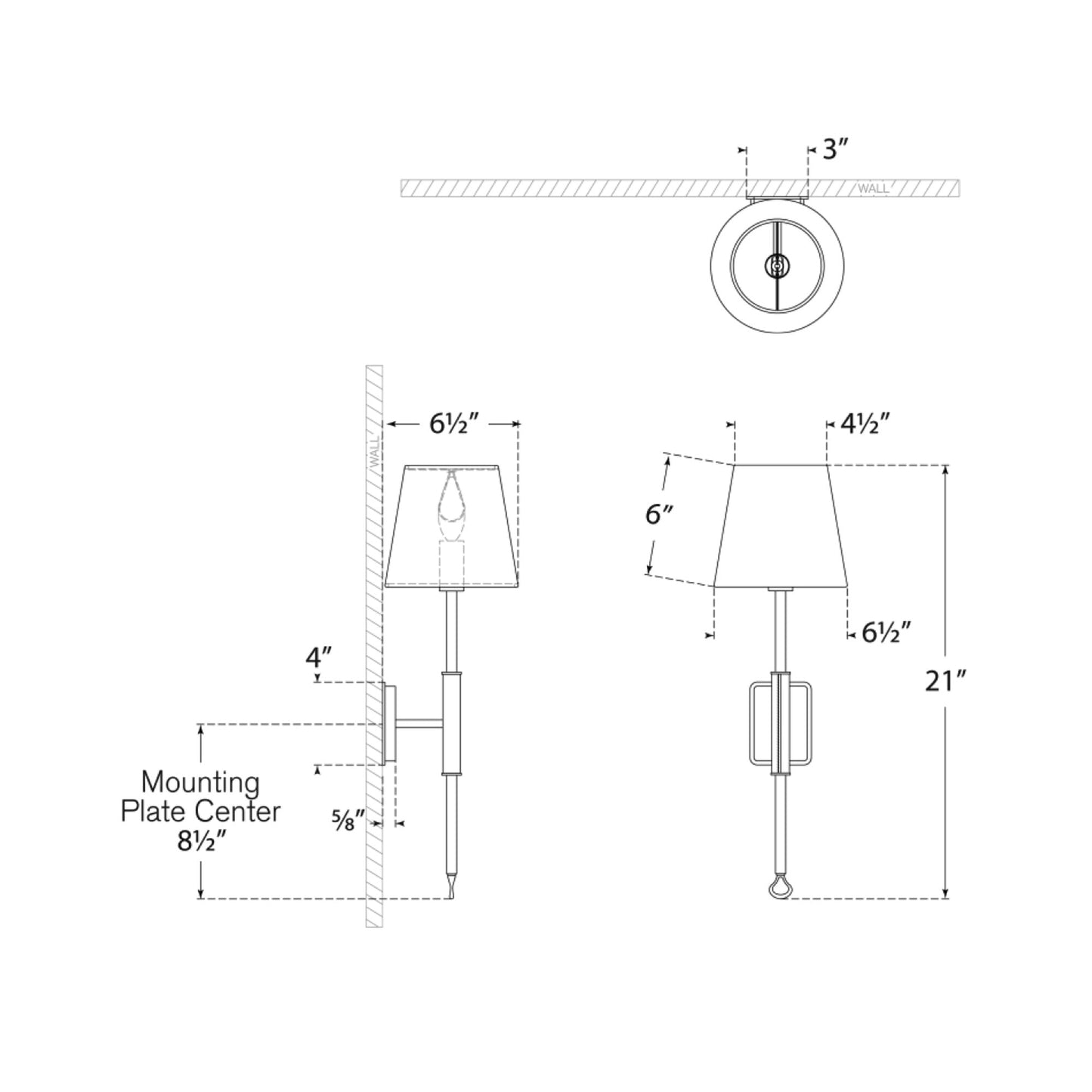 Griffin Wall Light - line drawing.