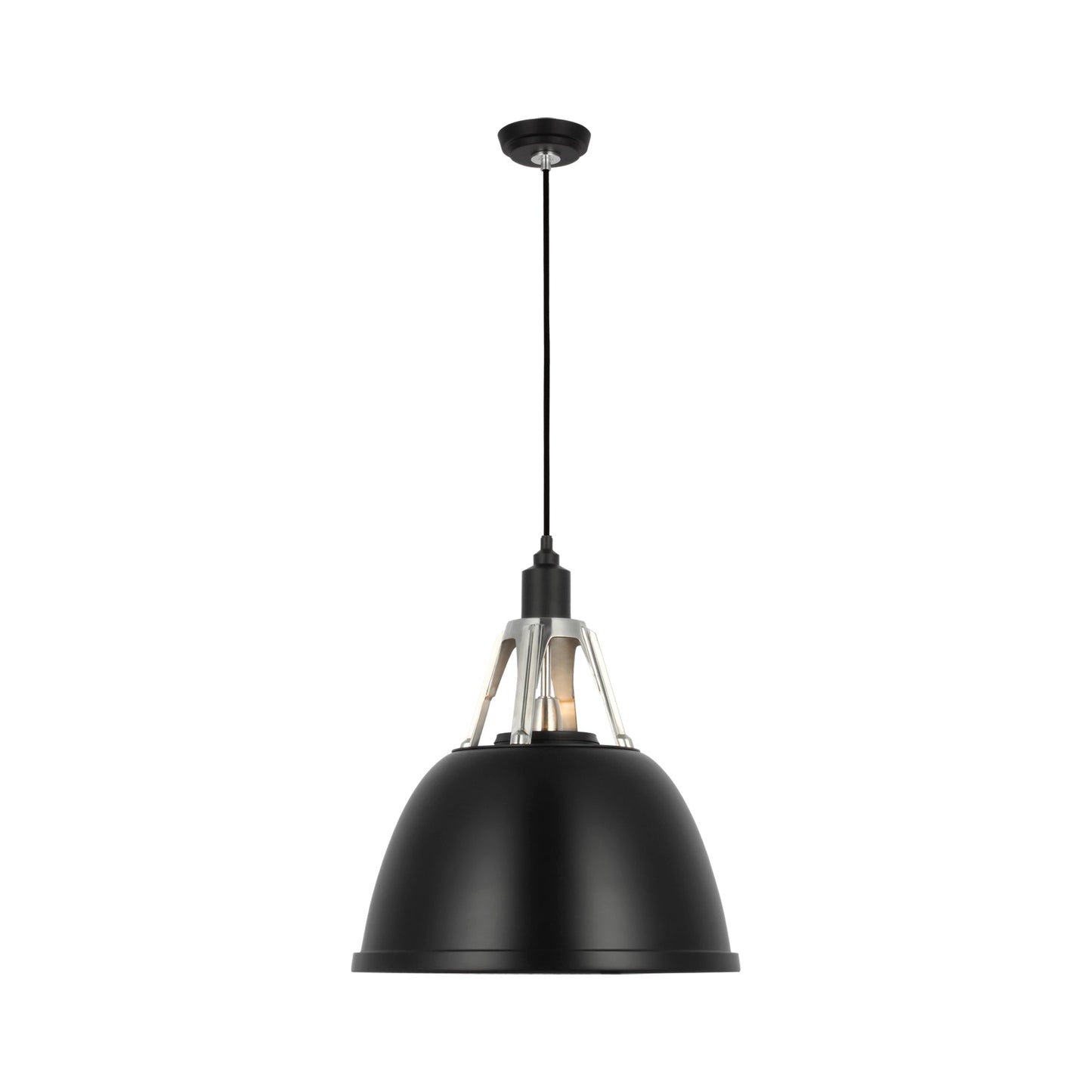 Gunner Pendant Light in Black/Polished Aluminum (18-Inch).