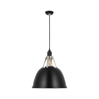 Gunner Pendant Light in Black/Polished Aluminum (18-Inch).