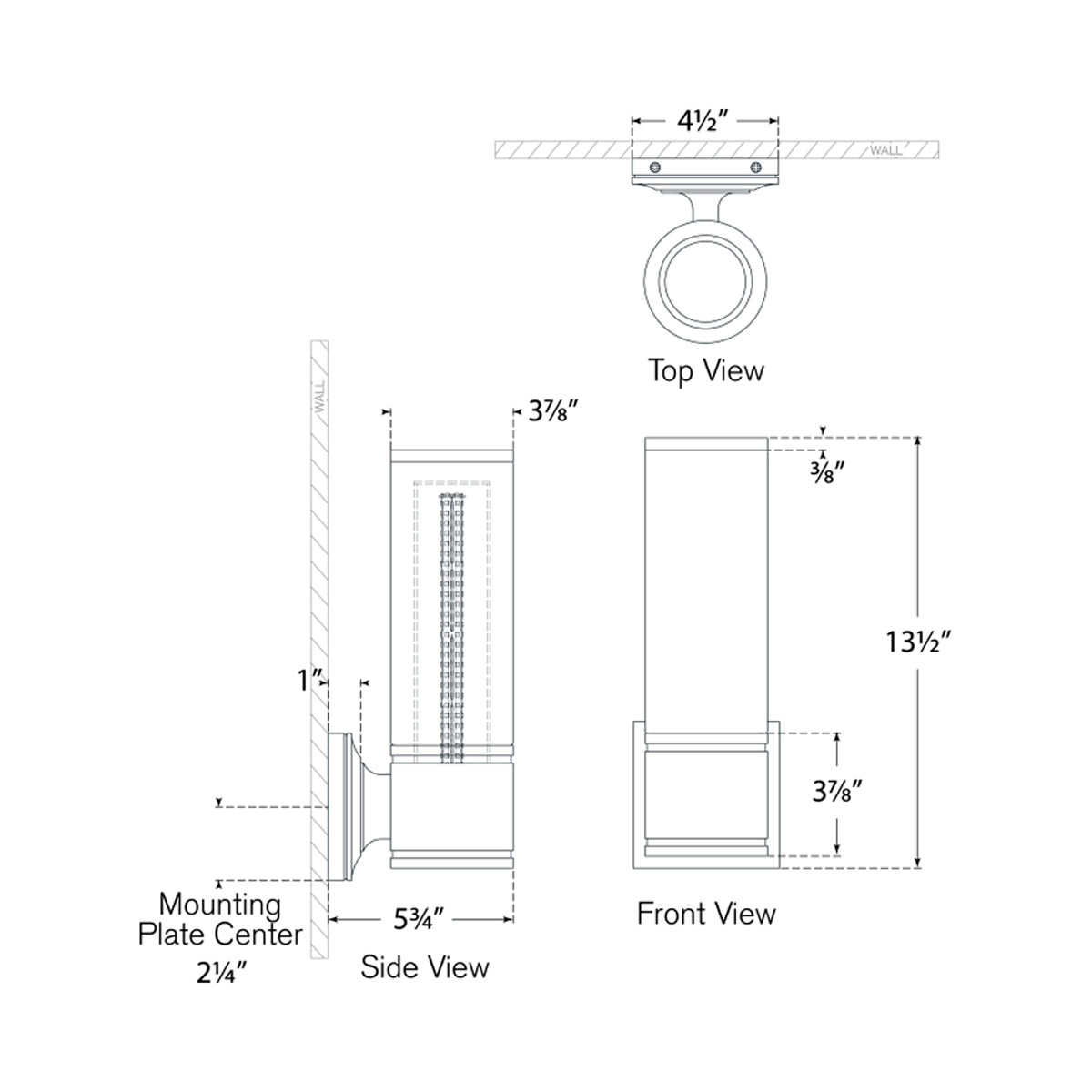 Halford LED Bath Wall Light - line drawing.