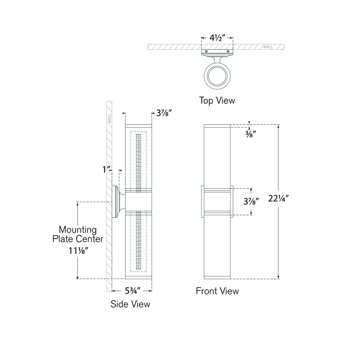Halford LED Bath Wall Light - line drawing.