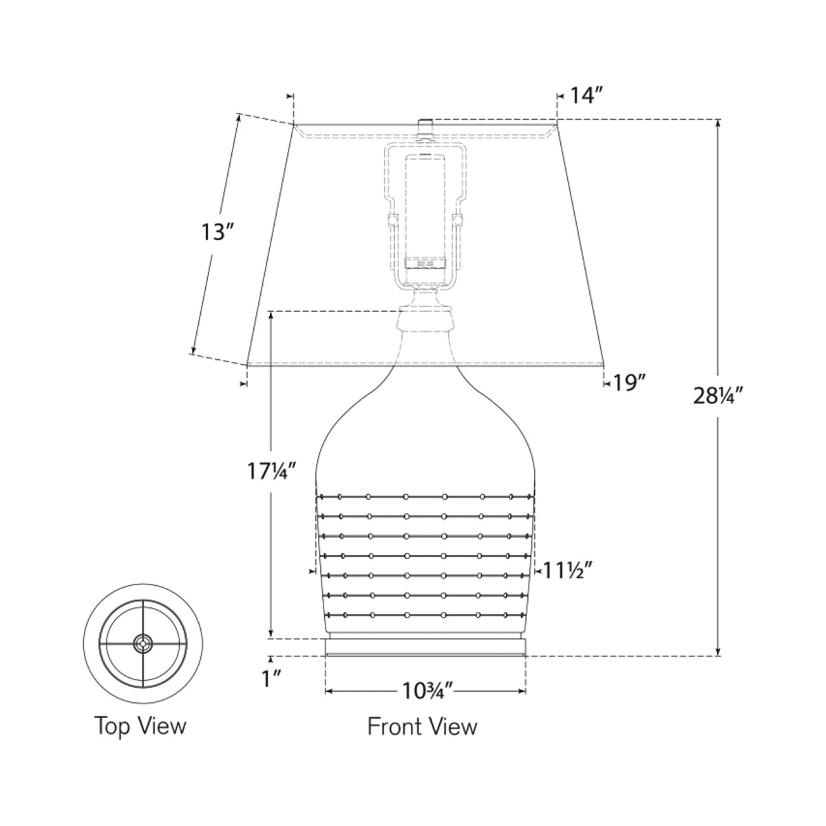 Halifax LED Rechargeable Table Lamp - line drawing.