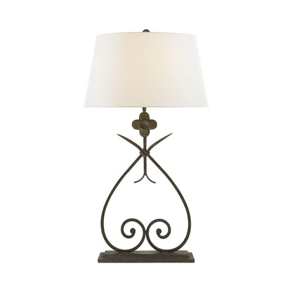 Harper Table Lamp in Natural Rusted Iron.