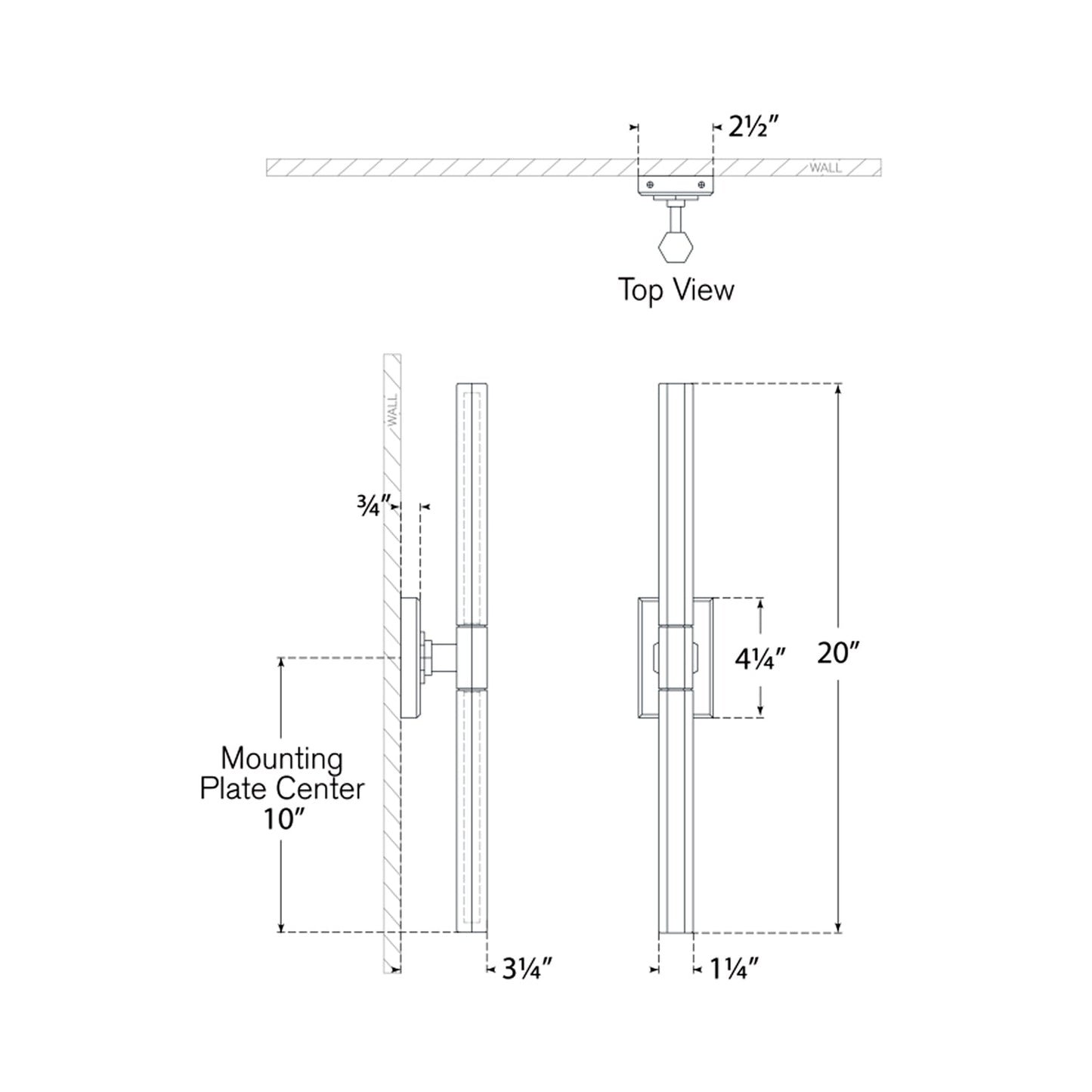 Hawthorne LED Bath Wall Light - line drawing.