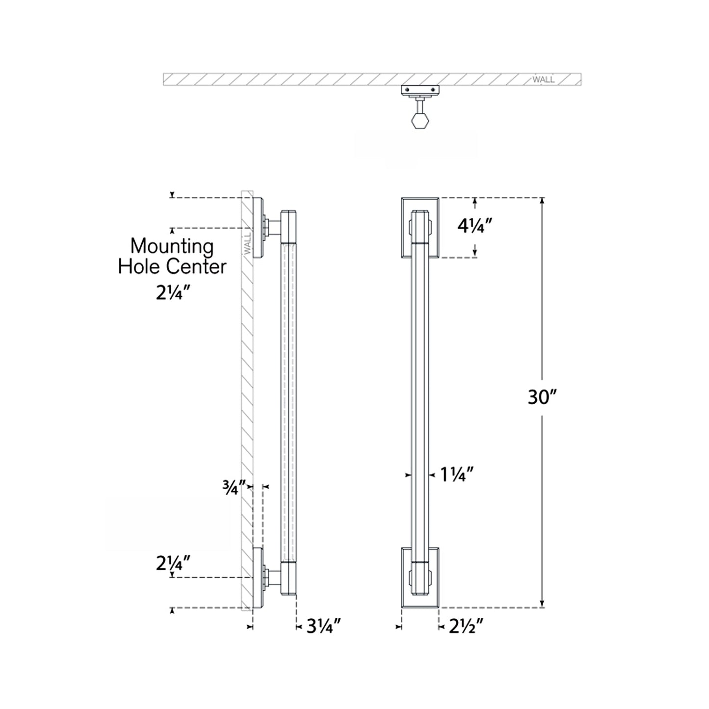 Hawthorne LED Linear Bath Wall Light - line drawing.