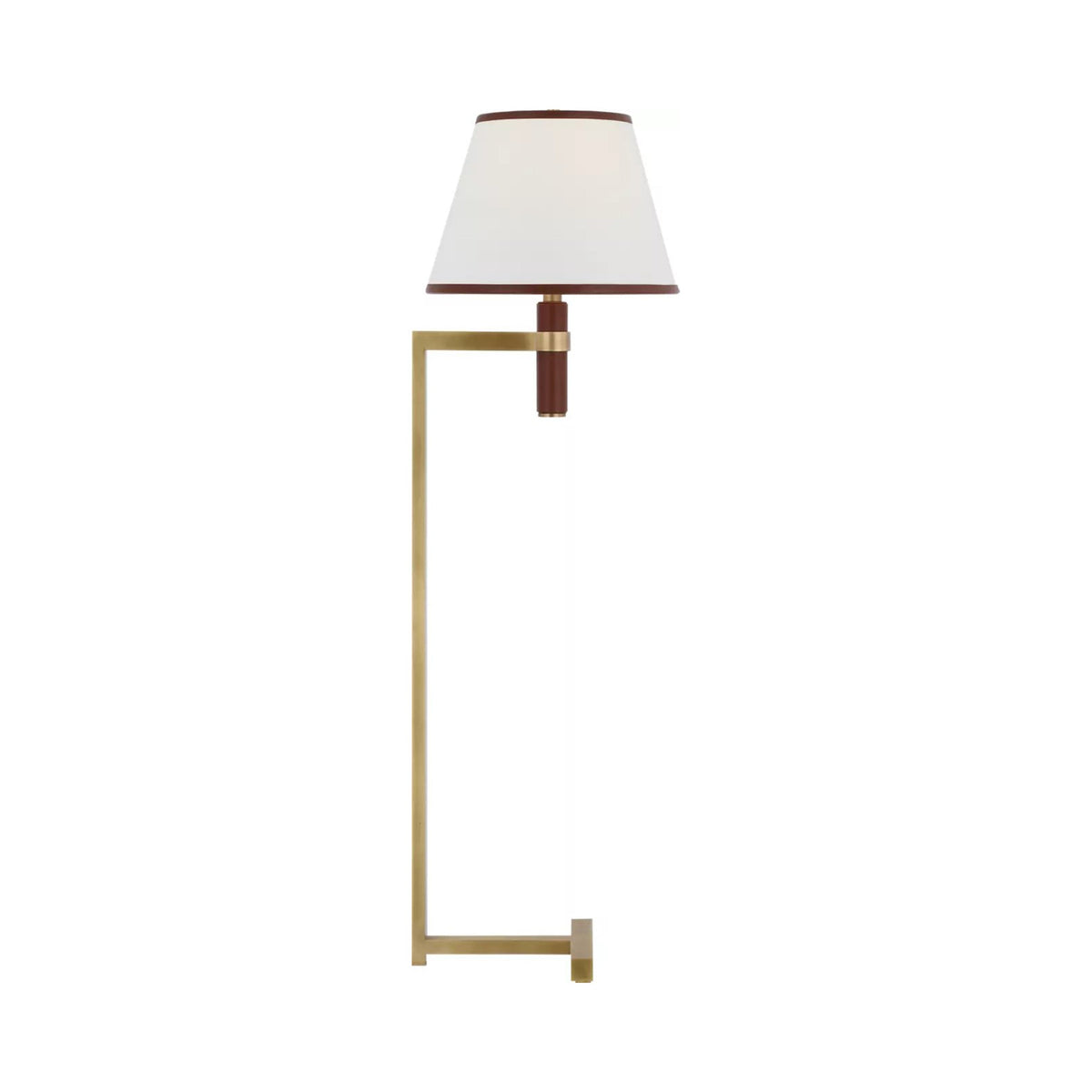 Hedger Floor Lamp in Saddle Leather.