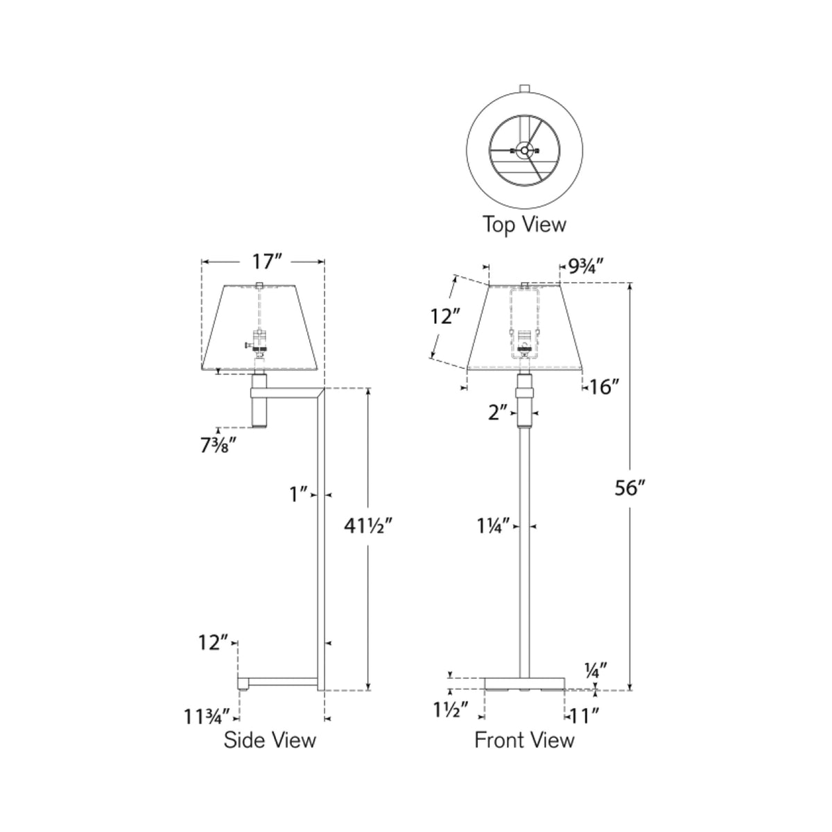 Hedger Floor Lamp - line drawing.