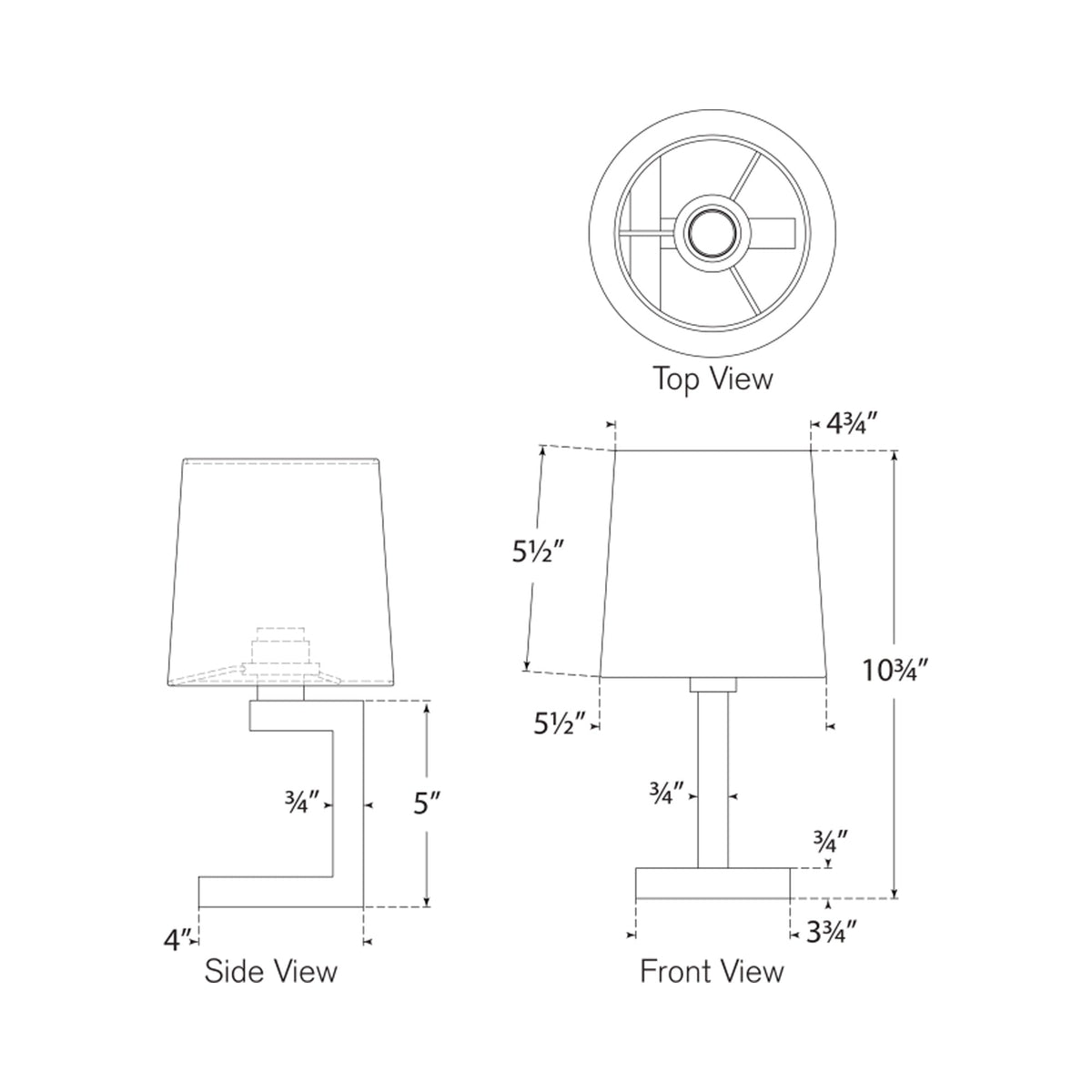 Hedger Square LED Table Lamp - line drawing.