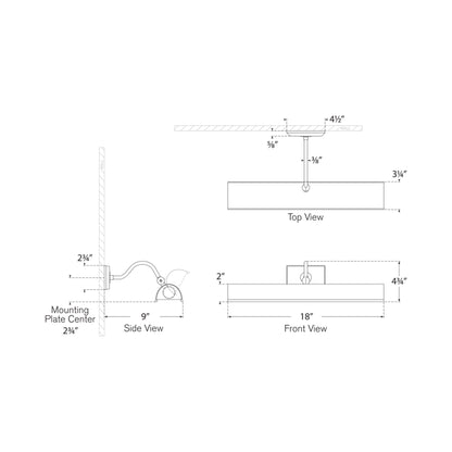 Hessen Picture Light in Detail - line drawing.