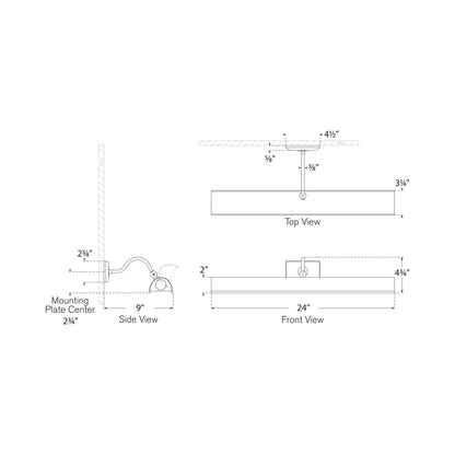 Hessen Picture Light in Detail - line drawing.