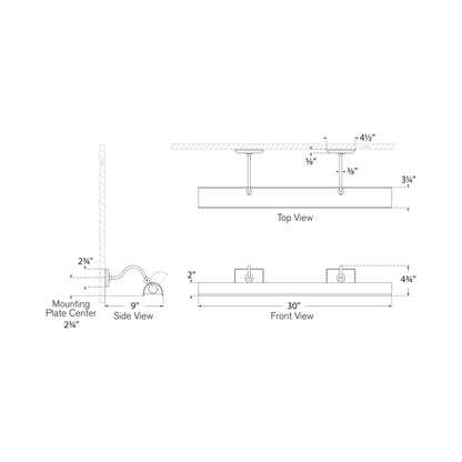 Hessen Picture Light in Detail - line drawing.
