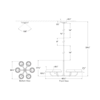 Hudson St. LED Chandelier - line drawing.