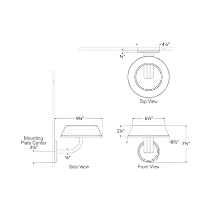 Hudson St. LED Wall Light - line drawing.