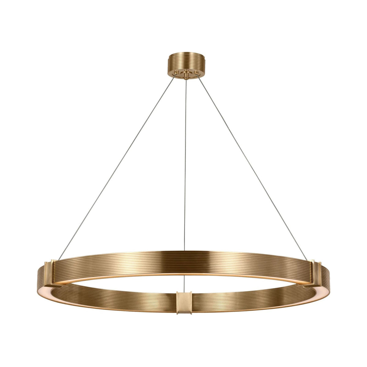 Hughes LED Chandelier in Natural Brass.