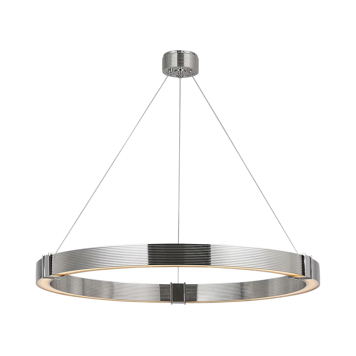 Hughes LED Chandelier in Polished Nickel.