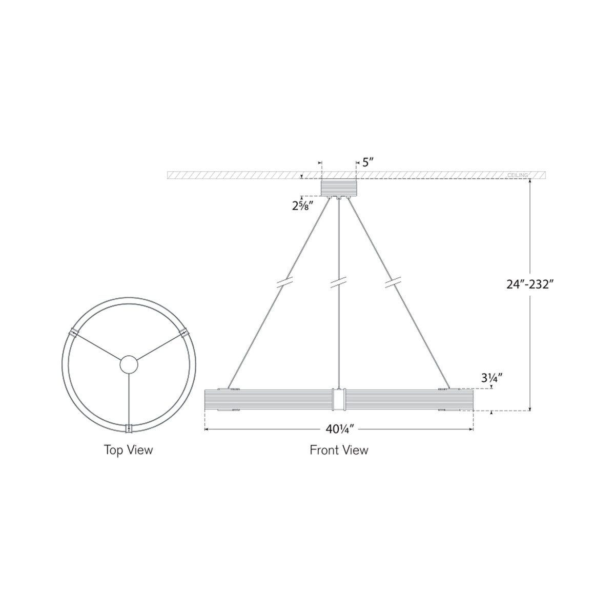 Hughes LED Chandelier - line drawing.