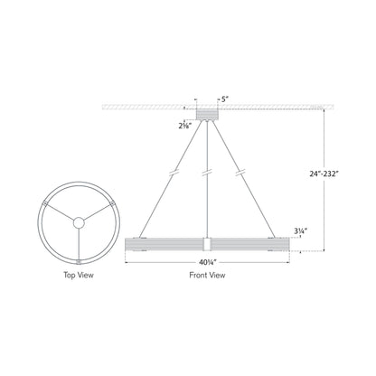 Hughes LED Chandelier - line drawing.