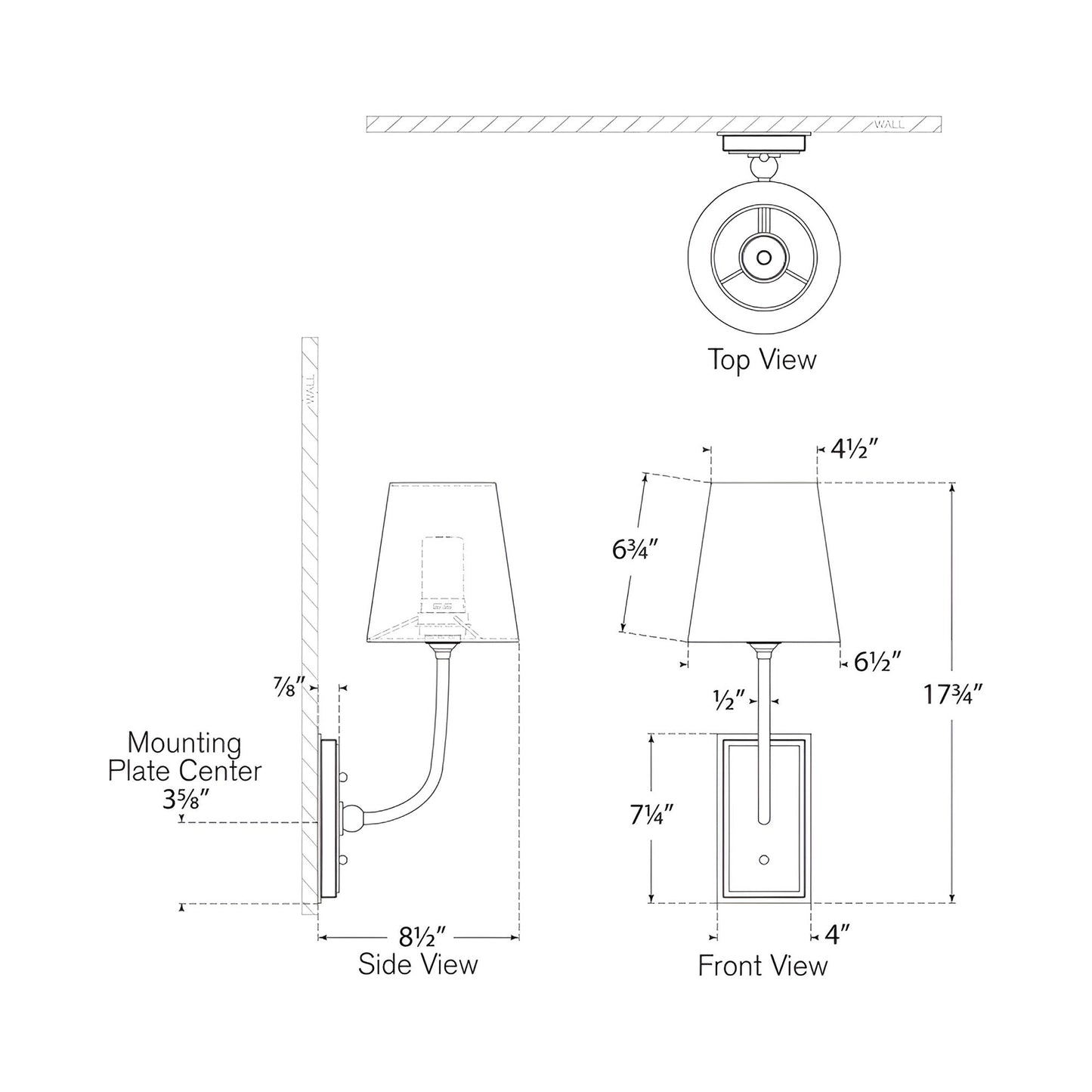 Hulton LED Rechargeable Wall Light - line drawing.