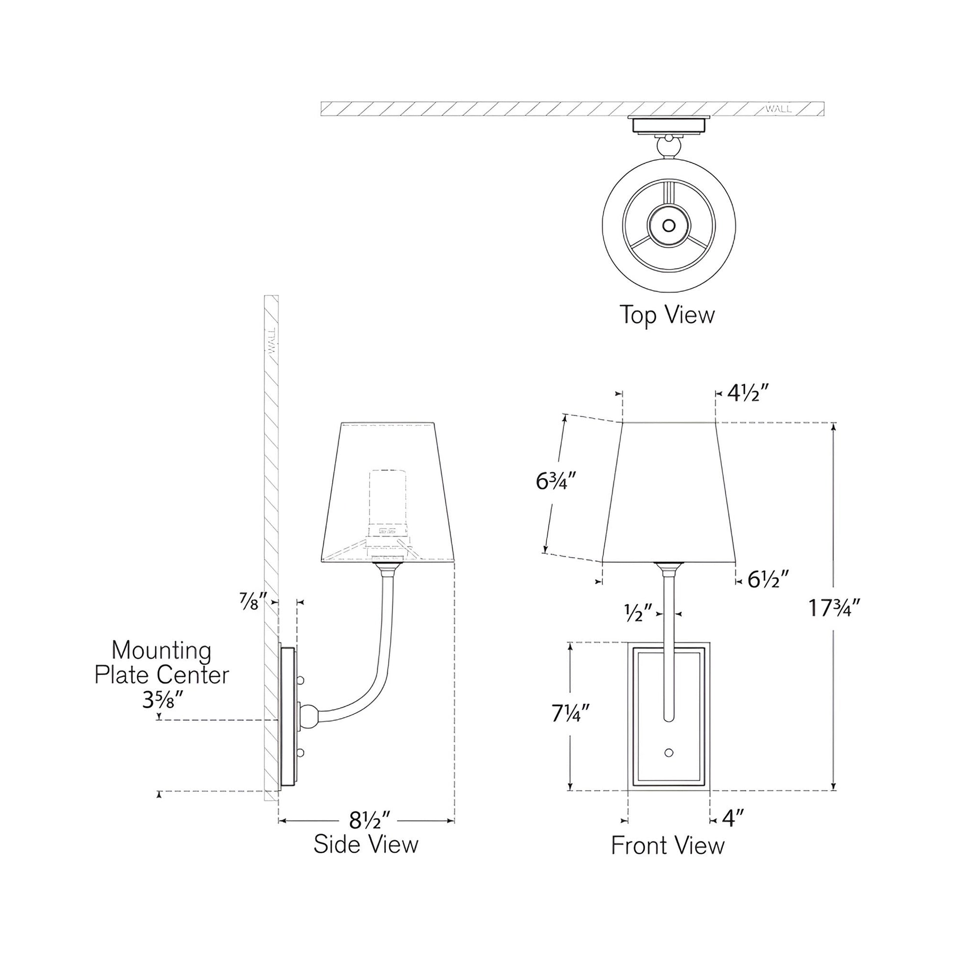 Hulton LED Rechargeable Wall Light - line drawing.
