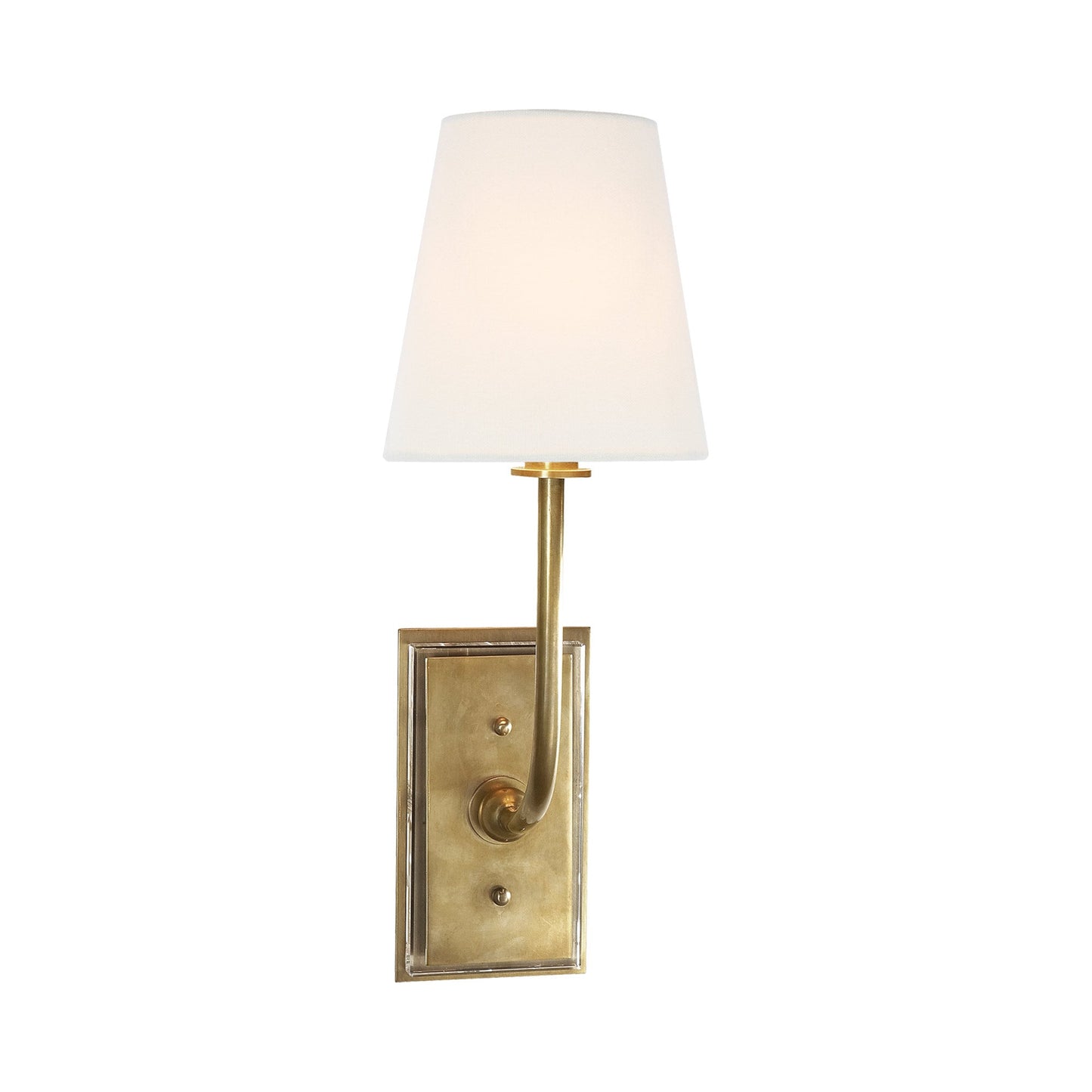 Hulton Wall Light in Hand-Rubbed Antique Brass (Linen/Small).