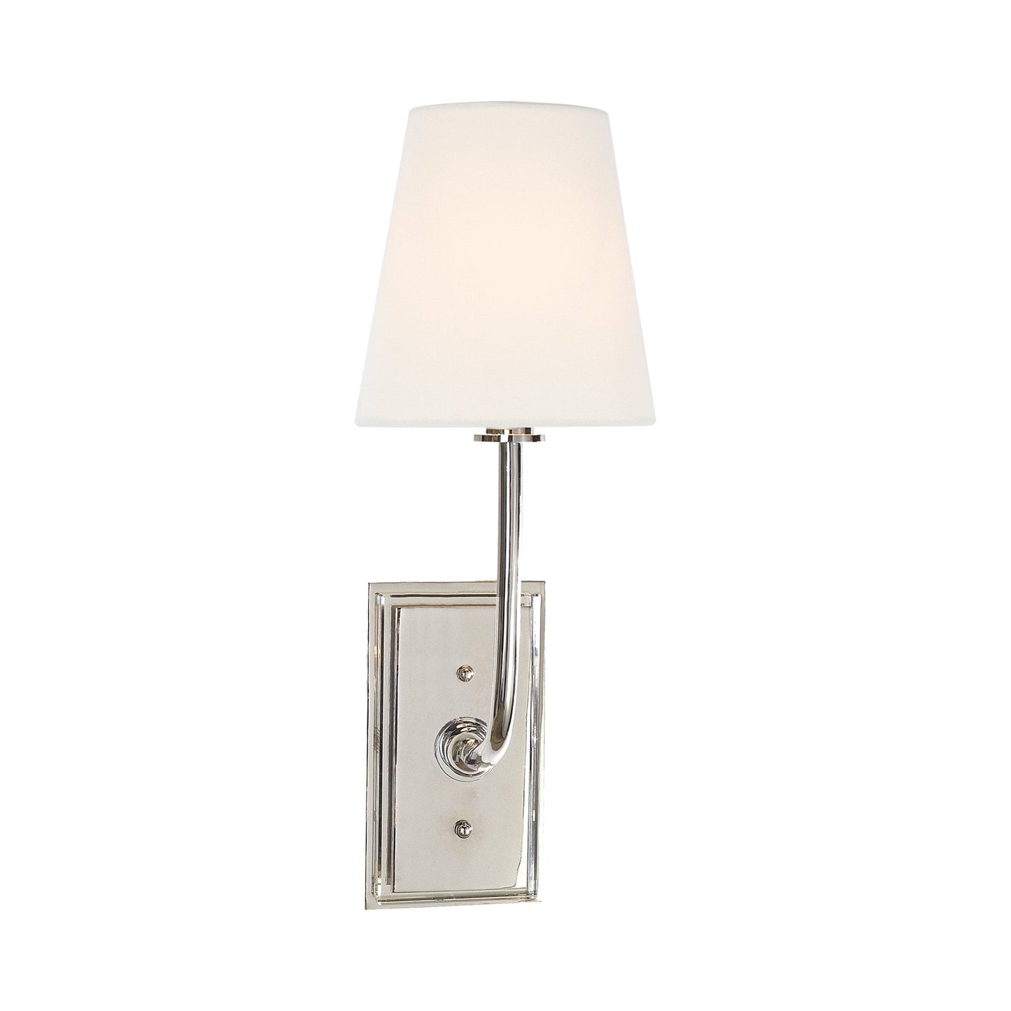 Hulton Wall Light in Polished Nickel (Linen/Small).