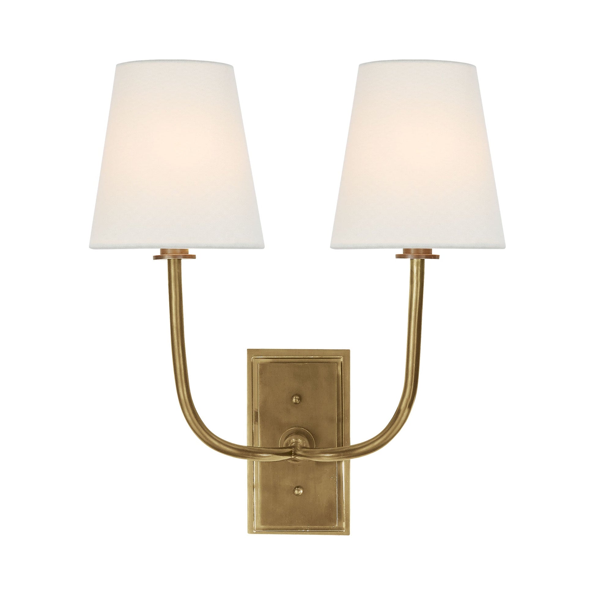 Hulton Wall Light in Hand-Rubbed Antique Brass (Linen/Large).