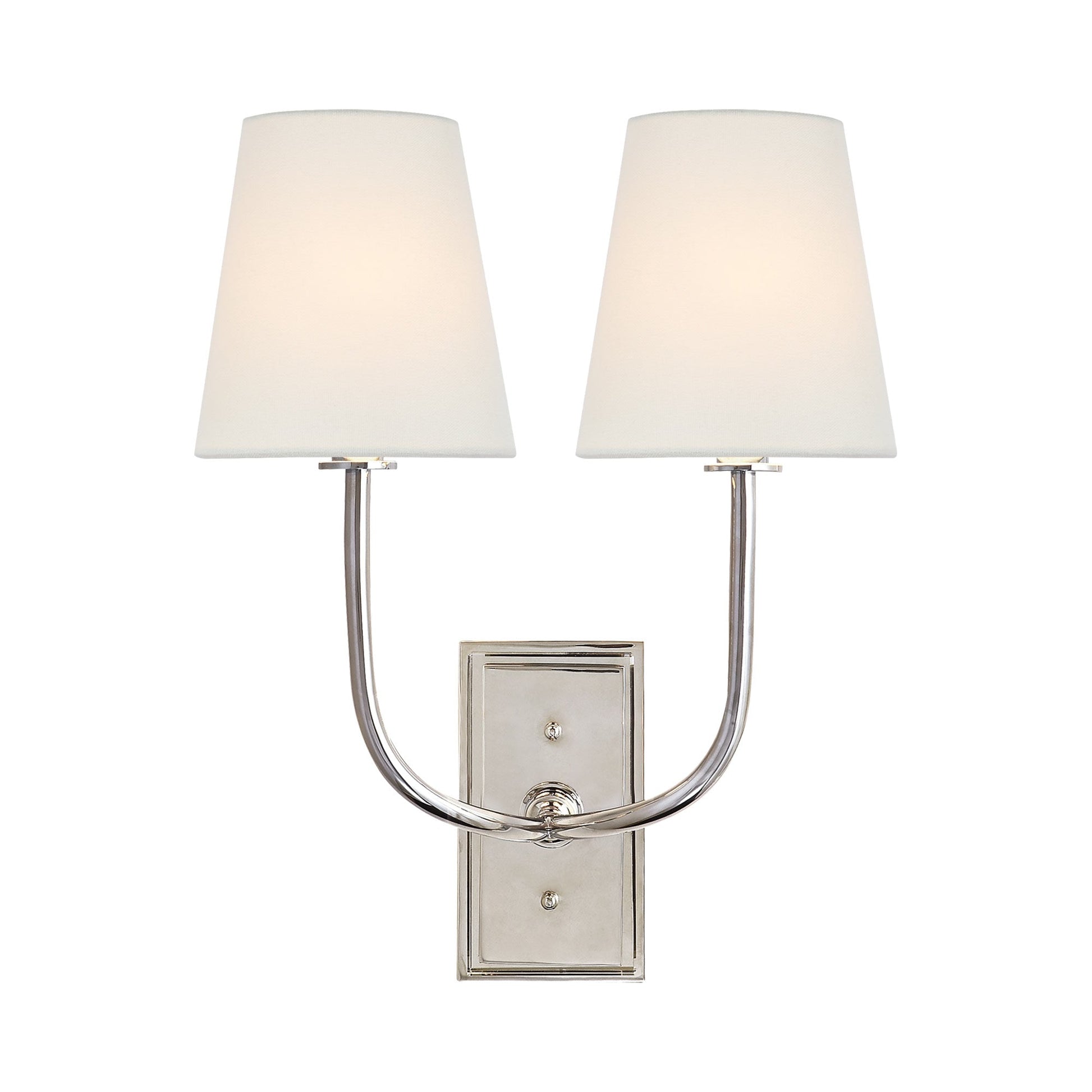 Hulton Wall Light in Polished Nickel (Linen/Large).
